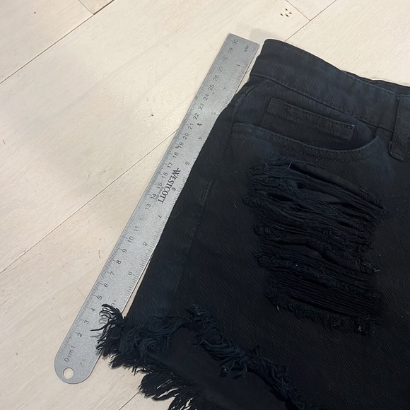 Black High Rise Ripped Shorts - Picture 4 of 5